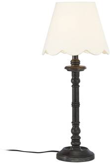 Joy tafellamp met gebogen stoffen kap zwart-bruin, naturel