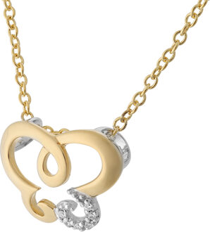 'Joya' Dames 925 Sterling Zilver Set: Ketting-Hanger + Oorbellen - Zilver/Goud SET-7088/1 Zilver en goud