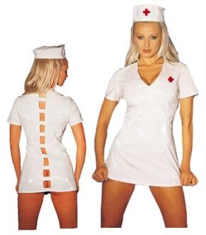 Joyce Jones - Tweedelig Verpleegster Pakje Wit / Rood