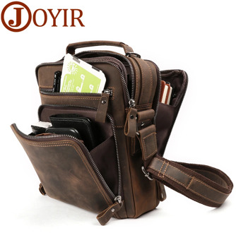 JOYIR New Genuine Leather Men Vintage Handbags Small Flap Men's Shoulder Bag Casual Office Messenger Bags Fashion Crossbody Bag