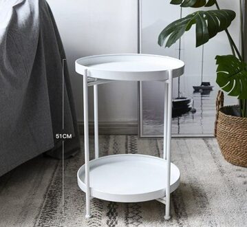 Joylive Nordic Eenvoudige Ijzeren Double-Layer Kleine Thee Hoeken Tafel Ronde Salontafel Kamer Levenskunst Mini Bank Bijzettafel populaire wit