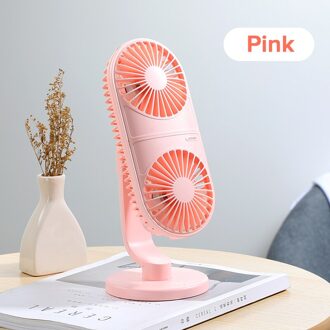 Joyroom Usb Fan Oplaadbare Desktop/Tafel Fan Whisper Quiet Fan Koeler Verticale Dubbele Ventilator 2000Mah roze 2000mAh