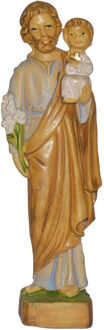 Jozef beeldje - met Jezus op zijn arm - 10 cm - polystone - religieuze beelden Multi