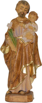 Jozef beeldje - met Jezus op zijn arm - 12 cm - polystone - religieuze beelden Multi
