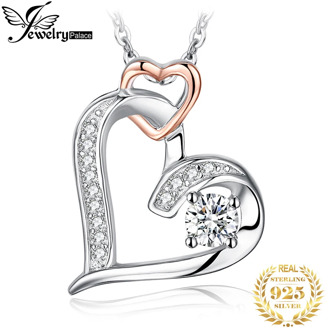 JPalace Infinity Heart Pendant Necklace 925 Sterling Silver Choker Statement Necklace Women Silver 925 Jewelry Without Chain