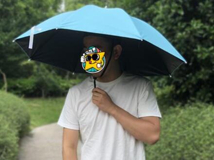 Jpy Zomer Tijd Vis Pongee Kleine Paraplu Hoofd Stijl Draagbare Parasol Jonge Mannen Wandelen Parapluie 88Cm Grote Diameter Blauw