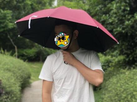 Jpy Zomer Tijd Vis Pongee Kleine Paraplu Hoofd Stijl Draagbare Parasol Jonge Mannen Wandelen Parapluie 88Cm Grote Diameter Bourgondië