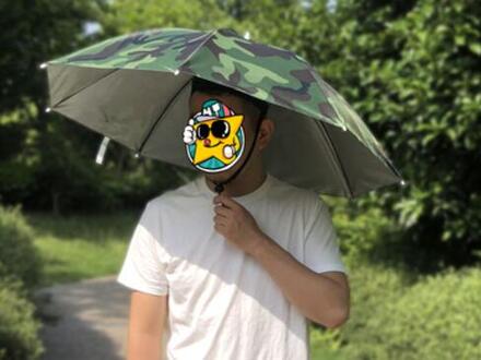 Jpy Zomer Tijd Vis Pongee Kleine Paraplu Hoofd Stijl Draagbare Parasol Jonge Mannen Wandelen Parapluie 88Cm Grote Diameter groen