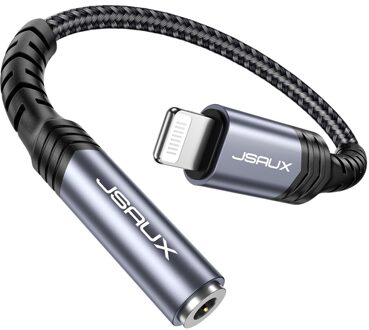 Jsaux Iphone Adapter Mfi Lightning Naar 3.5Mm Hoofdtelefoon Adapter Voor Iphone 11 Pro 8 7 Aux 3.5Mm Jack kabel Voor Telefoon Accessoires grijs