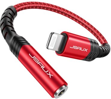 Jsaux Iphone Adapter Mfi Lightning Naar 3.5Mm Hoofdtelefoon Adapter Voor Iphone 11 Pro 8 7 Aux 3.5Mm Jack kabel Voor Telefoon Accessoires rood