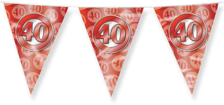 Jubileum 40 jaar getrouwd Vlaggetjes - Feestversiering - 10m - Folie - Dubbelzijdig - Vlaggenlijnen Rood