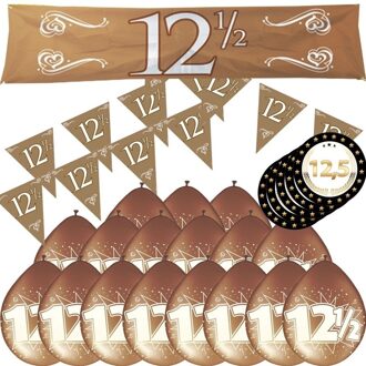 Jubileum pakket feestversiering 12,5 jaar getrouwd thema - feestartikelen - koperen bruiloft