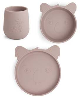 Judi Koala Servies set 3st, Houtrose Roze/lichtroze