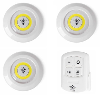 Juego de 3 focos LED con mando inalámbrico downlight LEDs para techo, cocina, baño, armario iluminación regulable y temporizador