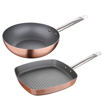 Juego De Saus Pannen San Ignacio Wok 26Cm Met Bbq Grill 'S 28X28Cm In Aluminium Drukken collectie Optimale Plus