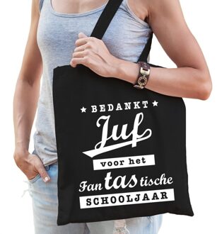 Juf bedankt cadeau tas zwart katoen - Feest Boodschappentassen
