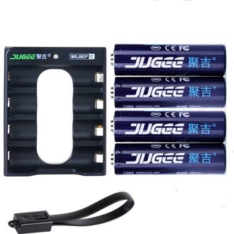 Jugee 1.5V Aa 3000mwh Aaa 1000mwh Lithium Batterij Usb Oplaadbare Lithium Usb Batterij Slimme Lader 4AA met lader