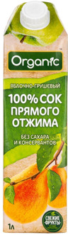 Juice Organic apple-pear direct Press. Vitamins and minerals. Sugar free and preservative, no GMO. 1L.