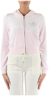 Juicy Couture Fluwelen hoodie met strass Juicy Couture , Pink , Dames - L,M,S,Xs