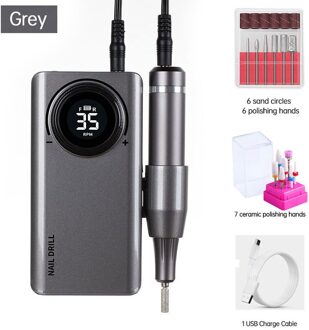 Juk Collega Oplaadbare Draagbare Nail Boor Machine 35000Rpm Elektrische Nagelvijl Manicure Boor Set Nail Gereedschap Voor Nail Salon 35000RPM 30W grijs-B