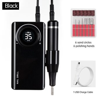 Juk Collega Oplaadbare Draagbare Nail Boor Machine 35000Rpm Elektrische Nagelvijl Manicure Boor Set Nail Gereedschap Voor Nail Salon 35000RPM 30W zwart-A