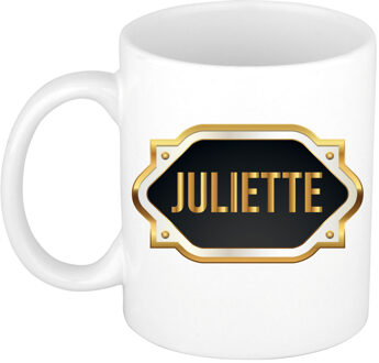 Juliette naam / voornaam kado beker / mok met goudkleurig embleem - Naam mokken Multikleur