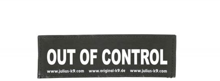 Julius K9 Out of control - Halsbandlabel Hond - Zwart Wit - Nylon - baby 1 & maat 0 - 11 X 3 CM