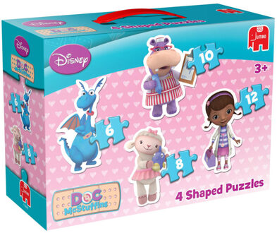 Jumbo Disney De speelgoeddokter 4 in 1 gevormde puzzels, 6+8+10+12 stukjes