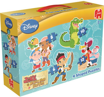 Jumbo Disney Jake en de Nooitgedachtland Piraten 4 in 1 gevormde puzzels, 6+8+10+12 stukjes