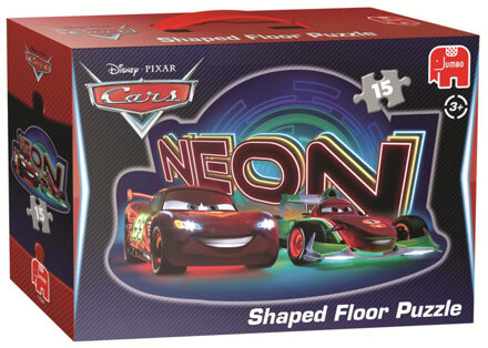 Jumbo Disney Pixar Cars: Neon gevormde vloerpuzzel, 15 stukjes