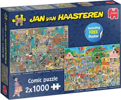Jumbo Jan van Haasteren de muziekwinkel & vakantiekriebels - 2 x 1000 stukjes
