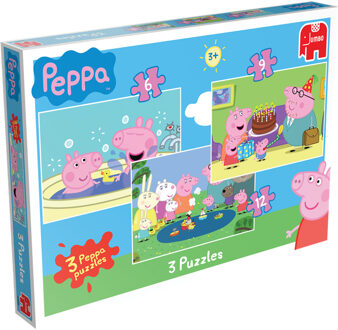 Jumbo Peppa Pig 3 in 1 puzzels, 6+9+12 stukjes