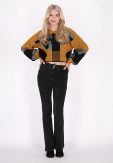 Jumper Dames Camel zwart - maat