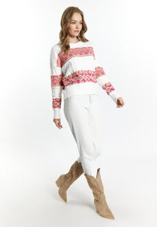 Jumper Dames Wit Veelkleurig - XL/2XL