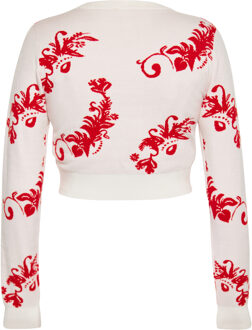 Jumper Dames Wol Wit Rood Gebroken wit - S