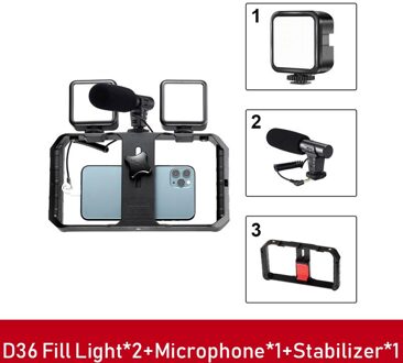 Jumpflash Statief Telefoon Stabilizer Houder Condensator Microfoon Led Licht Invullen Voor Professionele Foto Video Selfie Camera Telefoon
