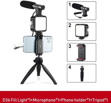 Jumpflash Statief Telefoon Stabilizer Houder Condensator Microfoon Led Licht Invullen Voor Professionele Foto Video Selfie Camera Telefoon