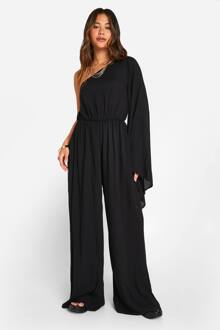 Jumpsuit Met Flaremouwen En Kaasdoek, Black - 36