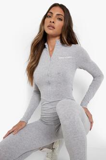 Jumpsuit Met Tekst Detail En Rits, Grey Marl - 42