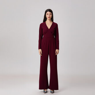 Jumpsuit met V-decolleté Bourgogne - XS