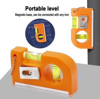 Junejour Draagbare Sleutelhanger Abs Niveau Liniaal Meten Praktische Mini Houtbewerking Professionele Magnetische Base Bubble Klem