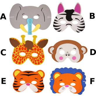 Jungle dierenmasker kind Multikleur - Print