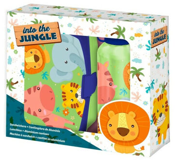 Jungle Kids - Into the JungleA lunchbox set voor kinderen - 2-delig - groen - aluminium/kunststofA - Lunchboxen