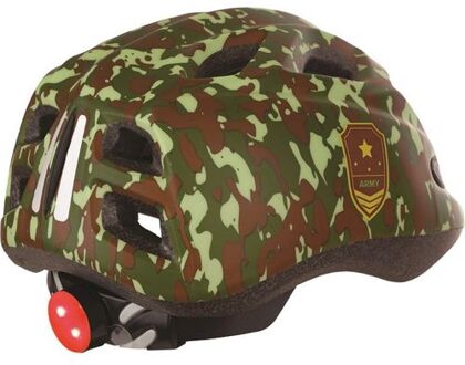 JuniGoud fietshelm s 52-56cm army met led licht Groen