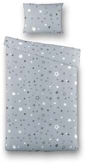 Junior Kinderdekbedovertrek Starry Nights - Grijs 100x135 cm - Katoen - Kinderdekbedovertrek met 1 Kussensloop