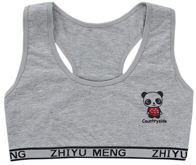 Junior Meisje Racerback Katoen Sport Training Bra Brief Afdrukken Effen Kleur Brede Band Ondergoed Bralette Naadloze Gelaagde Crop Top