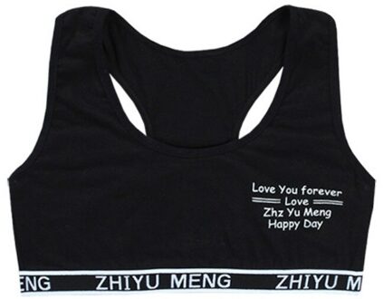 Junior Meisje Racerback Katoen Sport Training Bra Brief Afdrukken Effen Kleur Brede Band Ondergoed Bralette Naadloze Gelaagde Crop Top