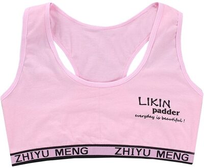 Junior Meisje Racerback Katoen Sport Training Bra Brief Afdrukken Effen Kleur Brede Band Ondergoed Bralette Naadloze Gelaagde Crop Top