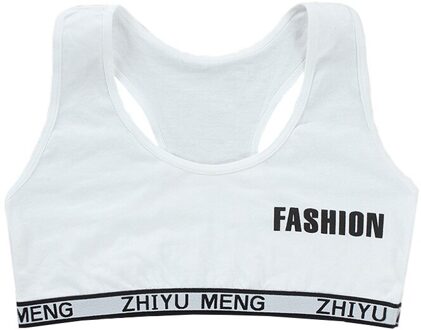 Junior Meisje Racerback Katoen Sport Training Bra Brief Afdrukken Effen Kleur Brede Band Ondergoed Bralette Naadloze Gelaagde Crop Top