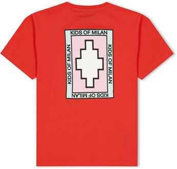 Juniors Multicolour Patch T-shirt voor jongens in Rood